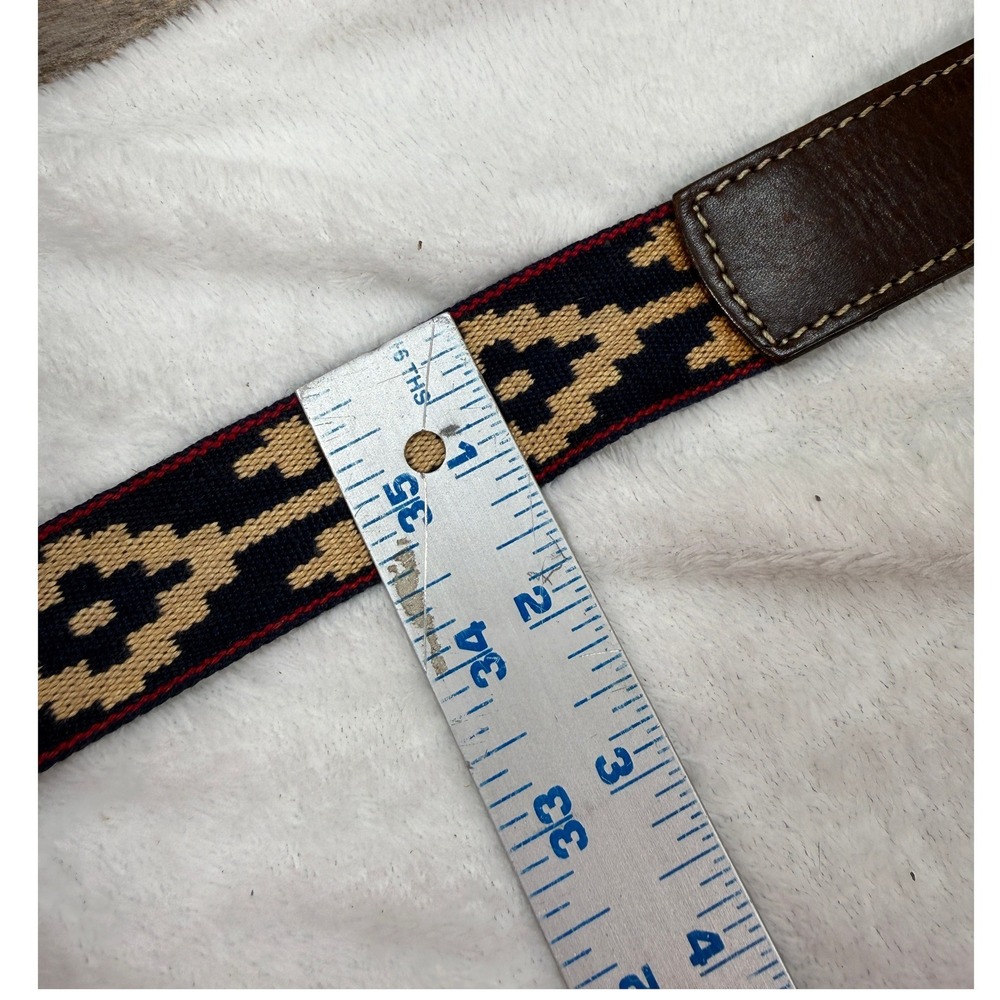 Southwestern Heritage Woven Leather Belt F.M. Allen Mens 40 VTG Navy Brown Italy - Picture 6 of 7